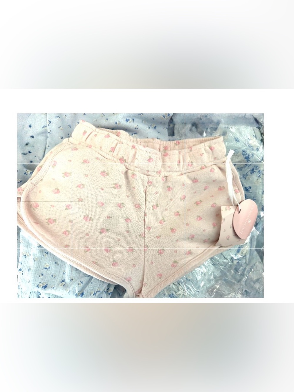 LoveShackFancy Light Pink Rose Print Girls Shorts Size S